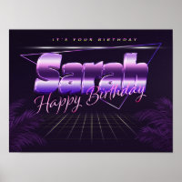Sarah Nom Vorname lila retro Poster Geburtstag