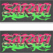 Sarah prénom nom graffiti autocollant sticker (Devant)