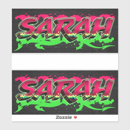 Sarah prénom nom graffiti autocollant sticker (Feuille)
