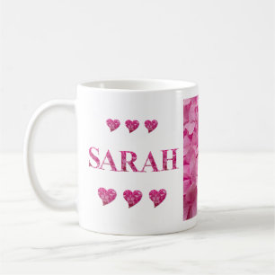 "Sarah" Roze Hydrangea Bloemen Letters, Schattigee Koffiemok