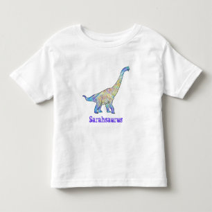 Sarah Saurus Kleurrijke Brachiosaurus Dinosaur Kun Kinder Shirts