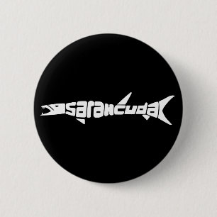 Sarahcuda White op zwarte Button - Gepersonaliseer