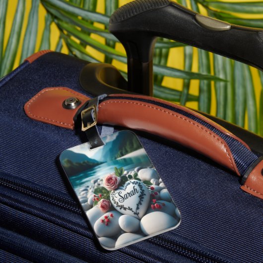 Sarah's hart bij de rivier bagagelabel (Voorkant Insitu 1)