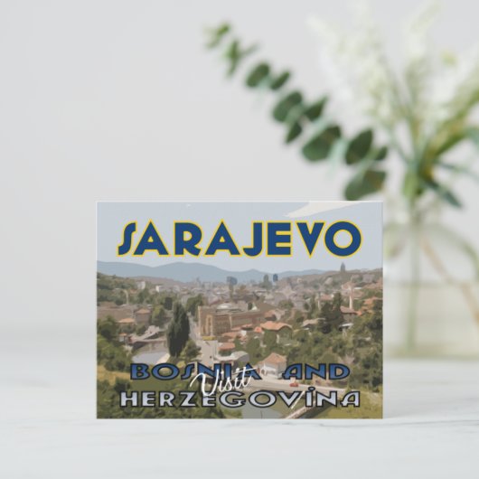 Sarajevo, Bezoek Bosnië en Herzegovina Briefkaart (Staand voorkant)