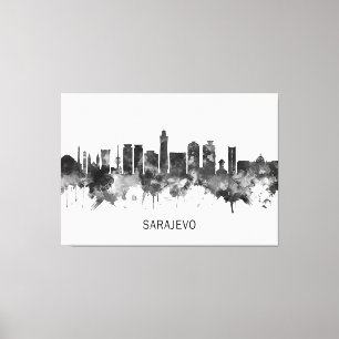Sarajevo Bosnië en Herzegovina Skyline BW Canvas Afdruk