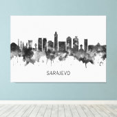 Sarajevo Bosnië en Herzegovina Skyline BW Canvas Afdruk (Insitu (Houten vloer))