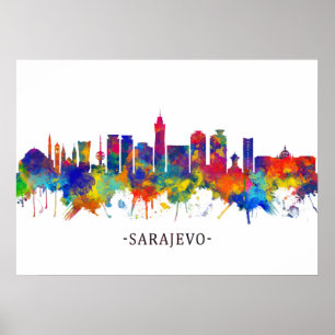 Sarajevo Bosnië en Herzegovina Skyline Poster