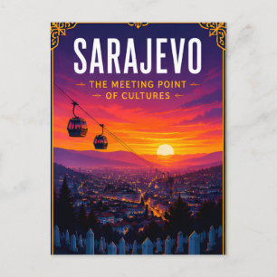 🌅 Sarajevo Zonsondergang Silhouette Reis Herinner Briefkaart