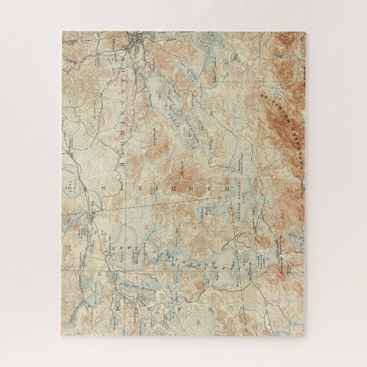 Saranac Lake Chain (Lager, Midden- en Bovenmeren) Legpuzzel (Verticaal)