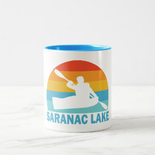 Saranac Lake New York Kajak Tweekleurige Koffiemok
