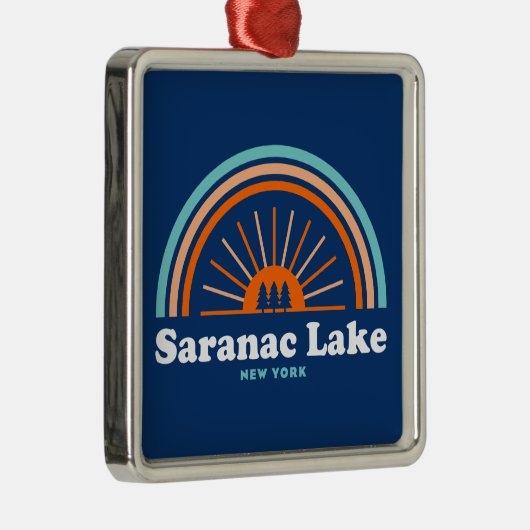 Saranac Lake New York Regenboog Metalen Ornament (Rechts)