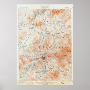 Saranac New York Topografische kaart Poster