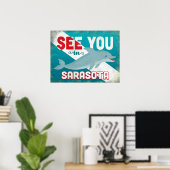 Sarasota Dolphin - Retro Vintage Travel Poster (Thuiskantoor)