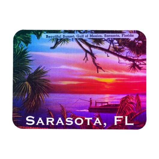  Sarasota, FL Beach Sunset - Golf van Mexico Magneet (Horizontaal)