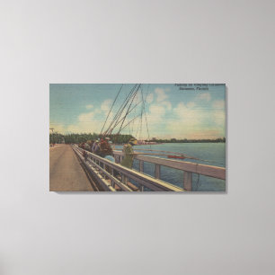 Sarasota, FL - Uitzicht van mensen Gevist Canvas Afdruk