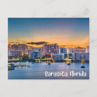 Sarasota, Florida Downtown and Boats at Sunset Briefkaart