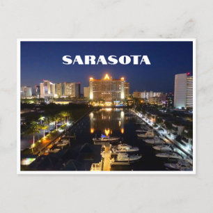Sarasota Florida nacht uitzicht van boten in de ja Briefkaart