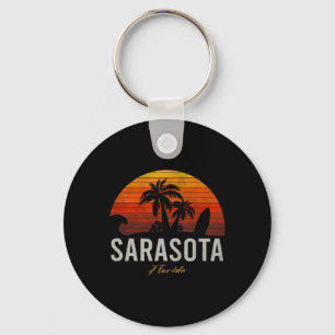 Sarasota Florida Retro Surfer Vintage Strand Manne Sleutelhanger