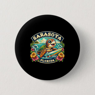 Sarasota Florida Schattige Zeeschildpad Surft  Ronde Button 5,7 Cm