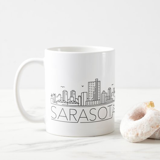 Sarasota, Florida Stylized Skyline Coffee Mok (Met donut)