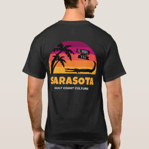 Sarasota Florida Sunset met Alligator Custom Text T-shirt