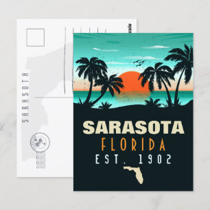 Sarasota Florida Tropical Retro Sunset Souvenirs Briefkaart