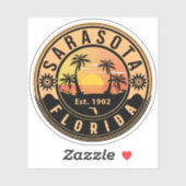 Sarasota Florida Tropical Retro Sunset Souvenirs Sticker (Vel)