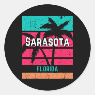 Sarasota Florida Vakantie Souvenir Surfen Vintage Ronde Sticker