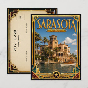 Sarasota Florida Vintage Art Deco Gouden Tijdperk Briefkaart