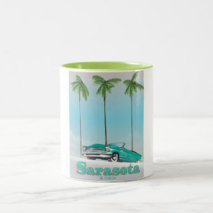 Sarasota Florida Vintage stijl reisposter Tweekleurige Koffiemok