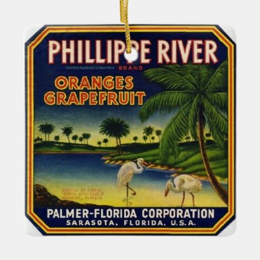 Sarasota Phillippe Citrus Label Keramisch Ornament (Voorkant)