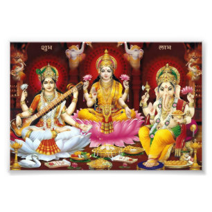 Saraswati, Lakshmi en Ganesha Print (6 x 4 inch) Foto Afdruk