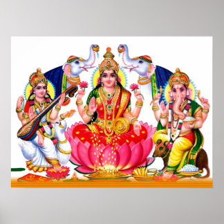 Saraswati, Laxmi, Ganesha Poster