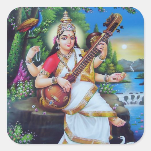 Saraswati Stickers - Versie 3 (Voorkant)