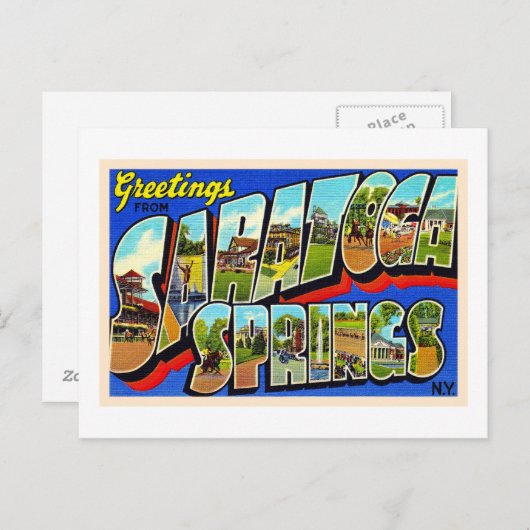Saratoga Springs New York NY Large Letter Briefkaa Briefkaart (Voorkant / Achterkant)