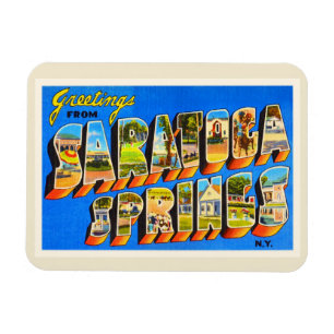 Saratoga Springs New York NY Old Travel Souvenir Magneet