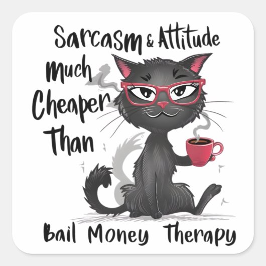 Sarcasm & Attitude Funny Cat Lover Gift Vierkante Sticker (Voorkant)