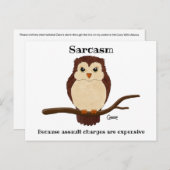 Sarcasm Owl - Carte postale (Devant / Derrière)