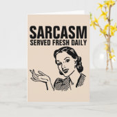 SARCASM SERVED DAGELIJKS FUNNY  HUUSEWIFE KAARTEN (Gele Bloem)