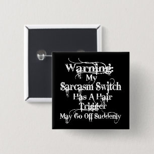 Sarcasm Warning Humor Vierkante Button 5,1 Cm