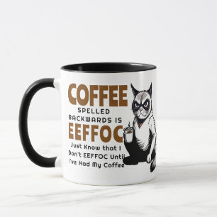 Sarcasme EEFOC Humor Grumpy Black Cat Coffee Mok