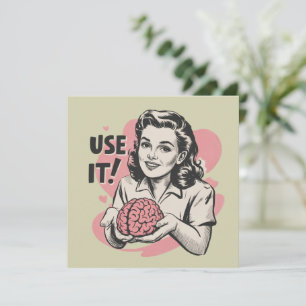 Sarcasme Vintage Gebruik Je Brein Esthetisch 50s Kaart