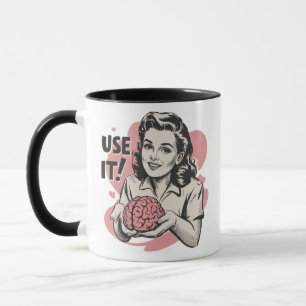 Sarcasme Vintage Gebruik Je Brein Esthetisch 50s  Mok
