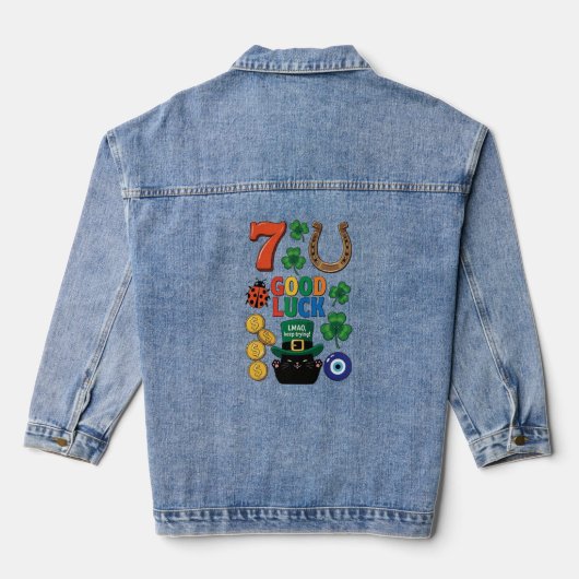 Sarcastic black cat &Lucky charms Denim Jacket (Achterkant)
