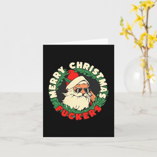 Sarcastic Christmas Merry Xmas Forer Funny Santa H Kaart (Gele Bloem)