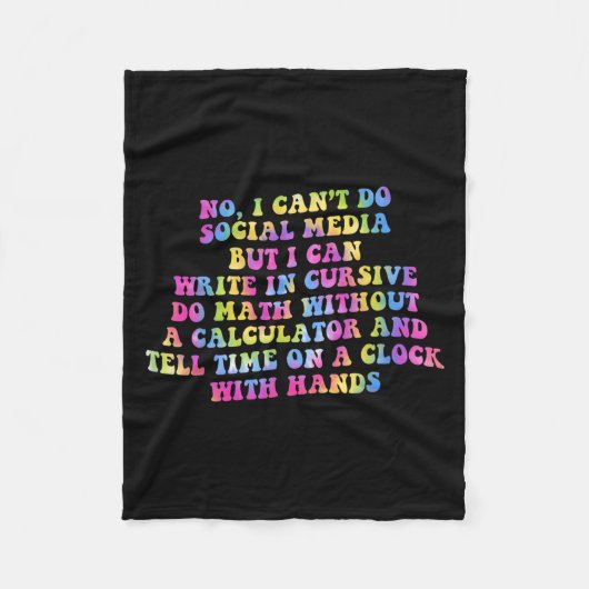Sarcastic I Can't Do Social Media But I Can Write Fleece Deken (Voorkant)