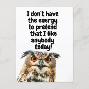 Sarcastic Owl grappig citaat Briefkaart