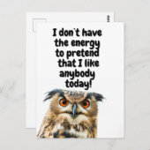Sarcastic Owl grappig citaat Briefkaart (Voorkant / Achterkant)