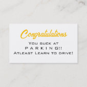 Sarcastic Parking Trophy Visitekaartje (Achterkant)