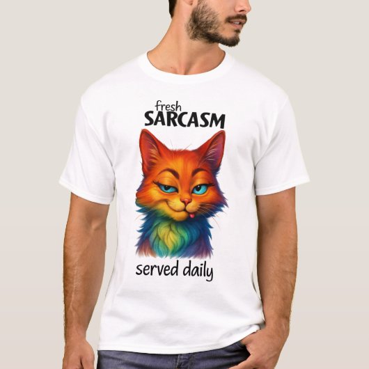 Sarcastic Rainbow Cat Funny Quote T-shirt (Voorkant)